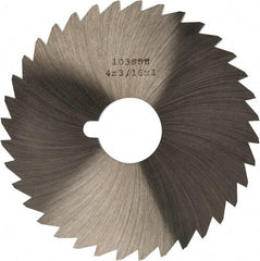 Made in USA - 4" Diam x 3/16" Blade Thickness x 1" Arbor Hole Diam, 36 Tooth Slitting and Slotting Saw - Arbor Connection, Right Hand, Uncoated, High Speed Steel, Concave Ground, Contains Keyway - Americas Industrial Supply