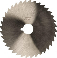 Made in USA - 6" Diam x 1/8" Blade Thickness x 1" Arbor Hole Diam, 44 Tooth Slitting and Slotting Saw - Arbor Connection, Right Hand, Uncoated, High Speed Steel, Concave Ground, Contains Keyway - Americas Industrial Supply