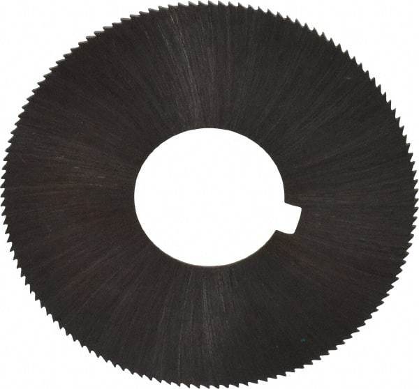 Made in USA - 1-3/4" Diam x 0.02" Blade Thickness x 5/8" Arbor Hole Diam, 132 Tooth Slitting and Slotting Saw - Arbor Connection, Right Hand, Uncoated, High Speed Steel, Concave Ground, Contains Keyway - Americas Industrial Supply