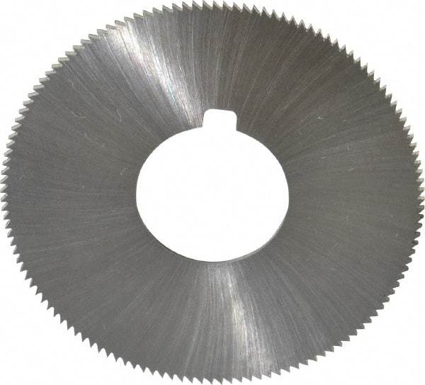 Made in USA - 1-3/4" Diam x 0.036" Blade Thickness x 5/8" Arbor Hole Diam, 132 Tooth Slitting and Slotting Saw - Arbor Connection, Right Hand, Uncoated, High Speed Steel, Concave Ground, Contains Keyway - Americas Industrial Supply