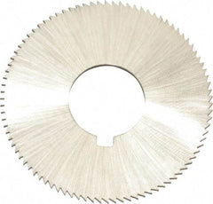 Made in USA - 1-3/4" Diam x 0.057" Blade Thickness x 5/8" Arbor Hole Diam, 132 Tooth Slitting and Slotting Saw - Arbor Connection, Right Hand, Uncoated, High Speed Steel, Concave Ground, Contains Keyway - Americas Industrial Supply