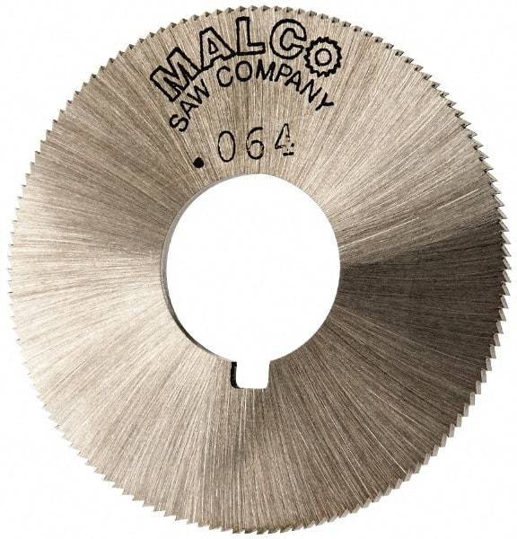 Made in USA - 1-3/4" Diam x 0.064" Blade Thickness x 5/8" Arbor Hole Diam, 132 Tooth Slitting and Slotting Saw - Arbor Connection, Right Hand, Uncoated, High Speed Steel, Concave Ground, Contains Keyway - Americas Industrial Supply