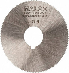 Made in USA - 2-1/4" Diam x 0.016" Blade Thickness x 5/8" Arbor Hole Diam, 132 Tooth Slitting and Slotting Saw - Arbor Connection, Right Hand, Uncoated, High Speed Steel, Concave Ground, Contains Keyway - Americas Industrial Supply