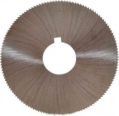 Made in USA - 2-1/4" Diam x 0.018" Blade Thickness x 5/8" Arbor Hole Diam, 132 Tooth Slitting and Slotting Saw - Arbor Connection, Right Hand, Uncoated, High Speed Steel, Concave Ground, Contains Keyway - Americas Industrial Supply