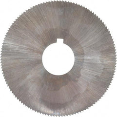 Made in USA - 2-1/4" Diam x 0.023" Blade Thickness x 5/8" Arbor Hole Diam, 132 Tooth Slitting and Slotting Saw - Arbor Connection, Right Hand, Uncoated, High Speed Steel, Concave Ground, Contains Keyway - Americas Industrial Supply