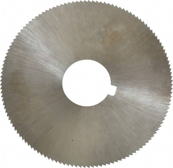 Made in USA - 2-1/4" Diam x 0.025" Blade Thickness x 5/8" Arbor Hole Diam, 132 Tooth Slitting and Slotting Saw - Arbor Connection, Right Hand, Uncoated, High Speed Steel, Concave Ground, Contains Keyway - Americas Industrial Supply