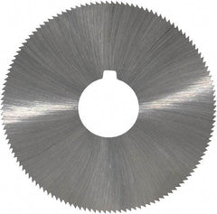 Made in USA - 2-1/4" Diam x 0.028" Blade Thickness x 5/8" Arbor Hole Diam, 132 Tooth Slitting and Slotting Saw - Arbor Connection, Right Hand, Uncoated, High Speed Steel, Concave Ground, Contains Keyway - Americas Industrial Supply