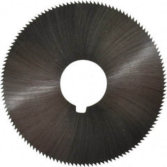 Made in USA - 2-1/4" Diam x 0.036" Blade Thickness x 5/8" Arbor Hole Diam, 132 Tooth Slitting and Slotting Saw - Arbor Connection, Right Hand, Uncoated, High Speed Steel, Concave Ground, Contains Keyway - Americas Industrial Supply