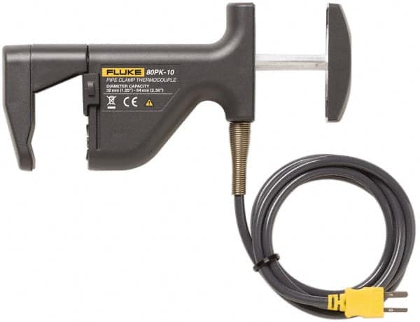Fluke - -20 to 300°F, Pipe Surface Clamp On Thermometer - 1-1/4 to 2-1/2 Pipe, 80PK-10 to Pipe Clamp Temp Probe - Americas Industrial Supply
