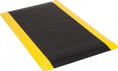 Wearwell - 5' Long x 3' Wide, Dry Environment, Anti-Fatigue Matting - Black with Yellow Borders, Vinyl with Urethane Sponge Base, Beveled on 4 Sides - Americas Industrial Supply