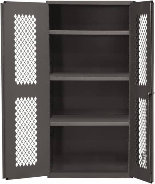 Durham - 2 Shelf Locking Storage Cabinet - Steel, 36" Wide x 18" Deep x 48" High, Gray - Americas Industrial Supply