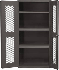 Durham - 2 Shelf Locking Storage Cabinet - Steel, 36" Wide x 18" Deep x 48" High, Gray - Americas Industrial Supply