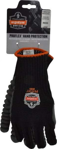 Ergodyne - Size L (9) Cotton/Nylon Anti-Vibration/Impact Protection Work Gloves - For General Purpose, Uncoated, Elastic Band Cuff, Full Fingered, Black, Paired - Americas Industrial Supply