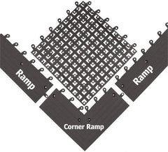 Wearwell - 18" Long x 18" Wide x 7/8" Thick, Anti-Fatigue Modular Matting Open Grid - Male & Female, 4 Interlocking Sides, Charcoal, For Dry & Wet Areas, Series 558 - Americas Industrial Supply