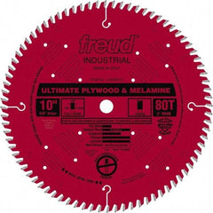 Freud - 10" Diam, 5/8" Arbor Hole Diam, 80 Tooth Wet & Dry Cut Saw Blade - Carbide-Tipped, Standard Round Arbor - Americas Industrial Supply