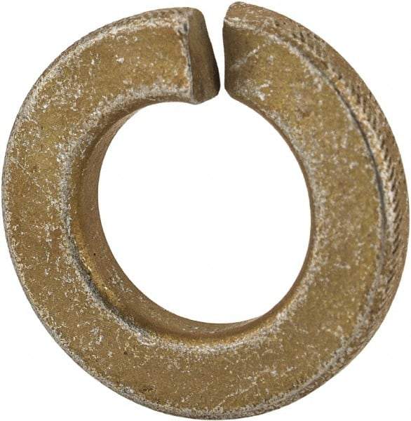 Made in USA - 3/8", 0.094" Thick Split Lock Washer - 1060 Spring Steel, Zinc Yellow Dichromate Finish, 0.377" Min ID, 0.385" Max ID, 0.68" Max OD - Americas Industrial Supply