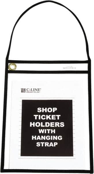 C-LINE - 15 Piece Clear Hanging Strap Stitched Shop Ticket Holder - 12" High x 9" Wide - Americas Industrial Supply