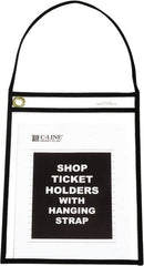 C-LINE - 15 Piece Clear Hanging Strap Stitched Shop Ticket Holder - 12" High x 9" Wide - Americas Industrial Supply