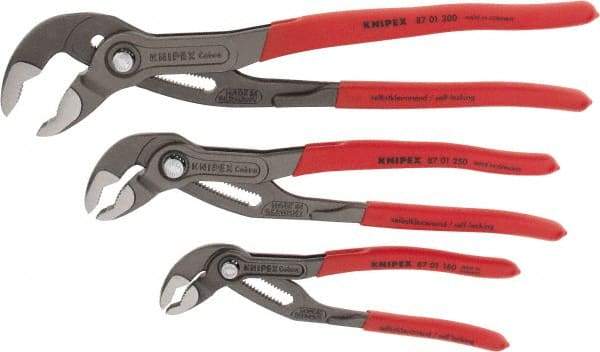 Knipex - 3 Piece Pipe Wrench & Water Pump Plier Set - Comes in Plastic Deep-Drawn Packaging - Americas Industrial Supply