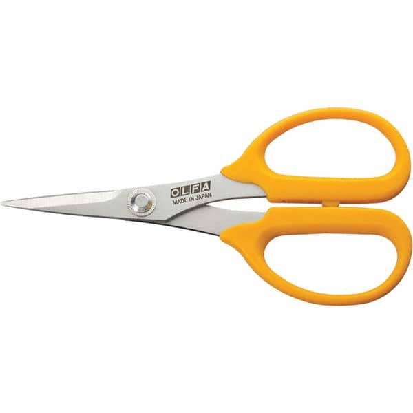 Olfa - Scissors & Shears; Blade Material: Stainless Steel ; Applications: Graphics; Kevlar; Leather; Paper; Polystyrene Foam; Textiles; Vinyl; Precision Cutting ; Handle Material: ABS Plastic ; Length of Cut (Inch): 1-1/2 ; Handle Style: Straight ; Overa - Exact Industrial Supply