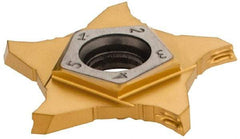 Iscar - PENTA Z IC1008 Grade, 0.0787" Cutting Width, Carbide Cutoff Insert - 15° Right Hand Lead Angle, 0.004" Cnr Rad, TiAlN/TiN Coated, Other End - Americas Industrial Supply