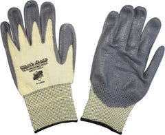 PRO-SAFE - Size XL (10), ANSI Cut Lvl 4, Puncture Lvl 2, Abrasion Lvl 3, Polyurethane Coated ATA Cut & Puncture Resistant Gloves - 9.75" Long, Palm & Fingertips Coated, ATA Lining, Knit Wrist, Yellow/Gray, Paired - Americas Industrial Supply