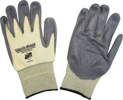 PRO-SAFE - Size M (8), ANSI Cut Lvl 4, Puncture Lvl 2, Abrasion Lvl 3, Polyurethane Coated ATA Cut & Puncture Resistant Gloves - 9.5" Long, Palm & Fingertips Coated, ATA Lining, Knit Wrist, Yellow/Gray, Paired - Americas Industrial Supply