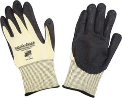 PRO-SAFE - Size 2XL (11), ANSI Cut Lvl 4, Puncture Lvl 2, Abrasion Lvl 4, Nitrile Coated ATA Cut & Puncture Resistant Gloves - 10" Long, Palm & Fingertips Coated, ATA Lining, Knit Wrist, Yellow/Black, Paired - Americas Industrial Supply
