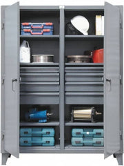 Strong Hold - 6 Shelf 8 Bin Locking Storage Cabinet - Steel, 72" Wide x 24" Deep x 78" High, Dark Gray - Americas Industrial Supply