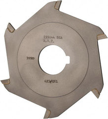 Made in USA - 4" Diam x 1/8" Blade Thickness x 1" Arbor Hole Diam, 6 Tooth Slitting and Slotting Saw - Arbor Connection, Right Hand, Uncoated, Carbide-Tipped, Contains Keyway - Americas Industrial Supply