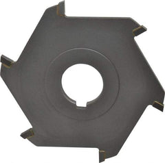 Made in USA - 4" Diam x 3/16" Blade Thickness x 1" Arbor Hole Diam, 6 Tooth Slitting and Slotting Saw - Arbor Connection, Right Hand, Uncoated, Carbide-Tipped, Contains Keyway - Americas Industrial Supply