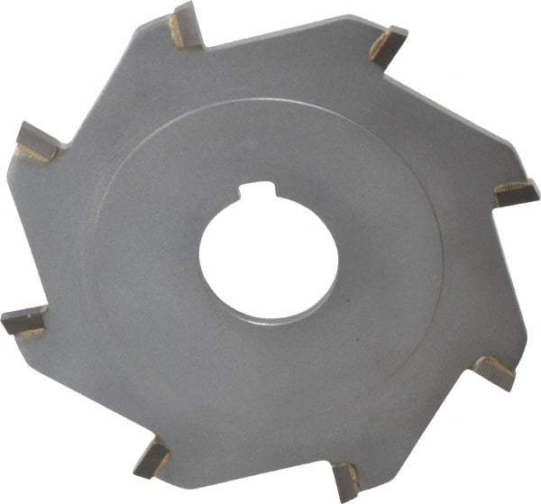 Made in USA - 4" Diam x 1/8" Blade Thickness x 1" Arbor Hole Diam, 8 Tooth Slitting and Slotting Saw - Arbor Connection, Right Hand, Uncoated, Carbide-Tipped, Contains Keyway - Americas Industrial Supply