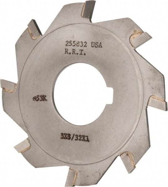 Made in USA - 3" Diam x 3/32" Blade Thickness x 1" Arbor Hole Diam, 8 Tooth Slitting and Slotting Saw - Arbor Connection, Right Hand, Uncoated, Carbide-Tipped, Contains Keyway - Americas Industrial Supply