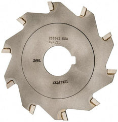 Made in USA - 4" Diam x 3/32" Blade Thickness x 1" Arbor Hole Diam, 10 Tooth Slitting and Slotting Saw - Arbor Connection, Right Hand, Uncoated, Carbide-Tipped, Contains Keyway - Americas Industrial Supply