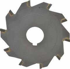 Made in USA - 4" Diam x 1/8" Blade Thickness x 1" Arbor Hole Diam, 10 Tooth Slitting and Slotting Saw - Arbor Connection, Right Hand, Uncoated, Carbide-Tipped, Contains Keyway - Americas Industrial Supply