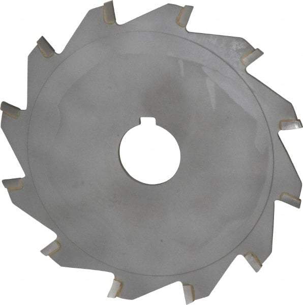 Made in USA - 5" Diam x 3/32" Blade Thickness x 1" Arbor Hole Diam, 12 Tooth Slitting and Slotting Saw - Arbor Connection, Right Hand, Uncoated, Carbide-Tipped, Contains Keyway - Americas Industrial Supply