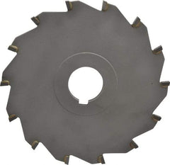 Made in USA - 6" Diam x 1/4" Blade Thickness x 1-1/4" Arbor Hole Diam, 14 Tooth Slitting and Slotting Saw - Arbor Connection, Right Hand, Uncoated, Carbide-Tipped, Contains Keyway - Americas Industrial Supply