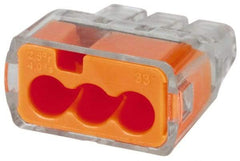 Ideal - 3 Port, 18 to 12 AWG Compatible, Push-In Wire Connector - 0.78" OAL x 0.69" OAW x 0.38" OAH, Orange - Americas Industrial Supply