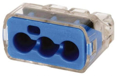 Ideal - 3 Port, 14 to 10 AWG Compatible, Push-In Wire Connector - 0.78" OAL x 0.086" OAW x 0.45" OAH, Blue - Americas Industrial Supply