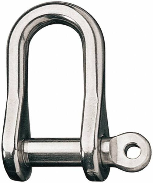 Ronstan - 3/8" Nominal Chain Size, 4 Ton Stainless Steel Screw D Shackle - 3/8" Diam, 3/8" Pin Diam, 1-1/2" High Inside Jaw, 21/32" Inside Width, 7/8" Max Body Thickness - Americas Industrial Supply