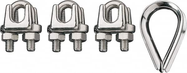 Ronstan - 1/8" Wire Rope Thimble Clip Kit - 316 Stainless Steel, Electropolished - Americas Industrial Supply