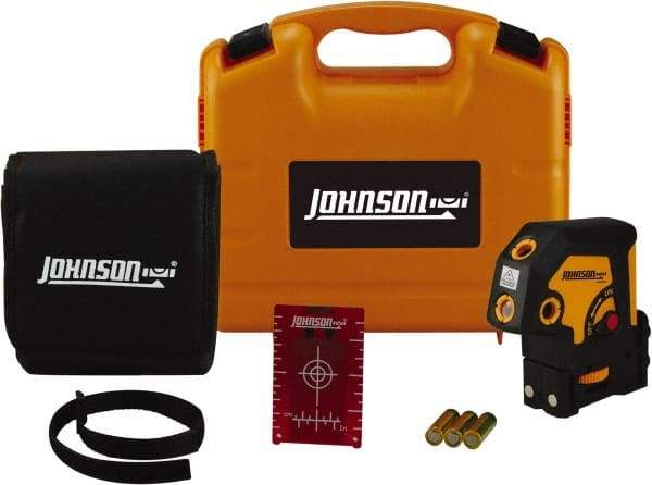 Johnson Level & Tool - 5 Beam 200' (Interior) Max Range Self Leveling Dot Laser Level - Red Beam, 1/8" at 50' Accuracy, 4-1/4" Long x 4-1/2" Wide x 2-1/2" High, Battery Included - Americas Industrial Supply