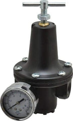 Parker - 1/2 NPT Port, 300 CFM, Zinc Heavy-Duty T-Handle Regulator - 2 to 125 psi Range, 300 Max psi Supply Pressure, 1/4" Gauge Port Thread, 3-1/2" Wide x 6-3/4" High - Americas Industrial Supply