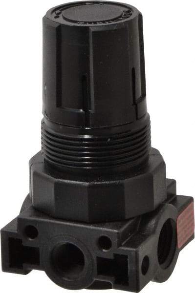 Parker - 1/4 NPT Port, Plastic Miniature Regulator - 0 to 60 psi Range, 150 Max psi Supply Pressure, 1/8" Gauge Port Thread, 1.6" Wide x 3.1" High - Americas Industrial Supply