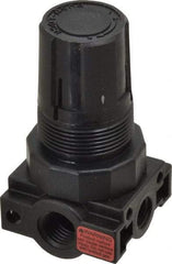 Parker - 1/4 NPT Port, Plastic Miniature Regulator - 0 to 125 psi Range, 150 Max psi Supply Pressure, 1/8" Gauge Port Thread, 1.6" Wide x 3.1" High - Americas Industrial Supply