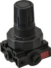 Parker - 1/4 NPT Port, Plastic Miniature Regulator - 0 to 125 psi Range, 150 Max psi Supply Pressure, 1/4" Gauge Port Thread, 2.06" Wide x 3.43" High - Americas Industrial Supply