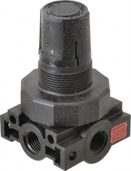 Parker - 1/4 NPT Port, Plastic Miniature Regulator - 0 to 60 psi Range, 150 Max psi Supply Pressure, 1/4" Gauge Port Thread, 2.06" Wide x 3.43" High - Americas Industrial Supply