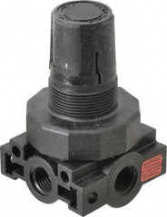 Parker - 1/4 NPT Port, Plastic Miniature Regulator - 0 to 60 psi Range, 150 Max psi Supply Pressure, 1/4" Gauge Port Thread, 2.06" Wide x 3.43" High - Americas Industrial Supply