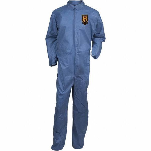 KleenGuard - Size 3XL SMS General Purpose Coveralls - Blue, Zipper Closure, Elastic Cuffs, Elastic Ankles, Seamless - Americas Industrial Supply