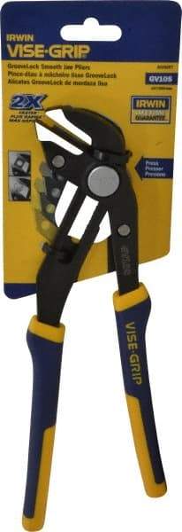 Irwin - 10" OAL, 2-1/4" Jaw Length, Groovelock Pliers - Smooth Jaw, Smooth Head, ProTouch Handles - Americas Industrial Supply